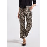 Street One - Straight Legs Jeans - Beige - Katoenmix - Dierenprint