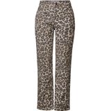 Street One - Straight Legs Jeans - Beige - Katoenmix - Dierenprint