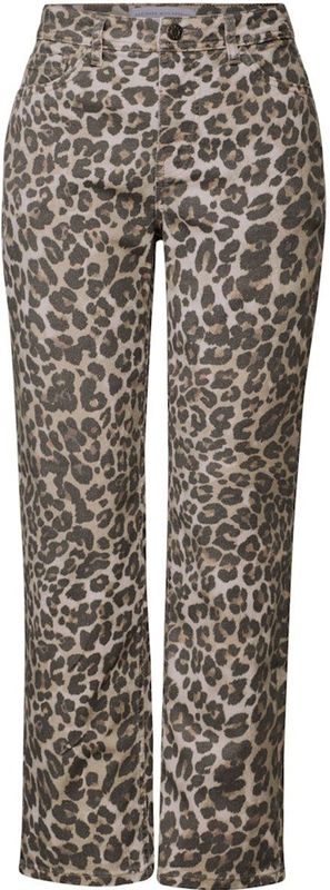Street One - Straight Legs Jeans - Beige - Katoenmix - Dierenprint