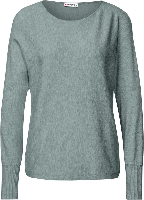 STREET ONE - Gebreide Trui - Nile Blue Mel - Met Ribboorden