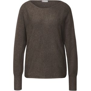 STREET ONE - Gebreide Trui - Nomad Brown Mel - Met Ribboorden