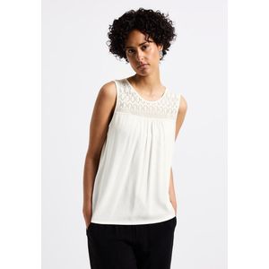 Street One - A323313 - Damestop - Gebroken Wit - Voorkant van Zachte Viscose, Achterkant van Viscose-Mix met Stretchgehalte