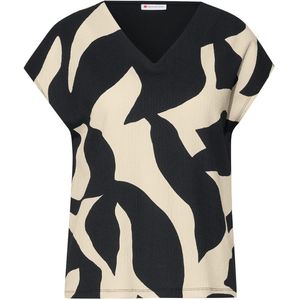 Street One - Dames Shirt - Grijs - Korte Mouwen - V-halslijn