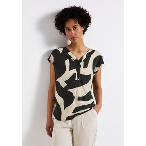 Street One - Gedessineerde Blouse - Grijs - V-hals - Zachte Viscose