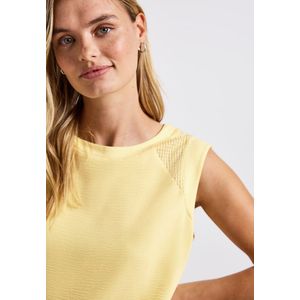 Street One Damestop met mesh-details, botercrème geel, 42