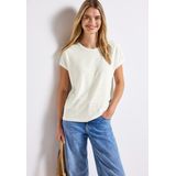 STREET ONE - Shirt - Offwhite - Met Ronde Hals - Met Glinsterende Strepen