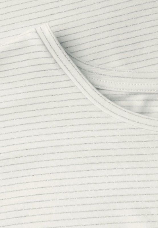 STREET ONE - Shirt - Offwhite - Met Ronde Hals - Met Glinsterende Strepen