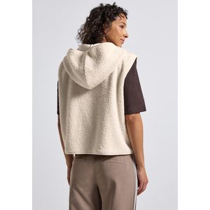 Street One Dames Teddy vest met capuchon in Beige, in size: 40
