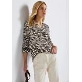 STREET ONE - Blouse - Donkerbruin/Wit - Dierenprint - Lange Mouw