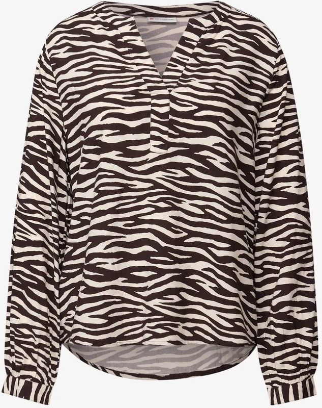 STREET ONE - Blouse - Donkerbruin/Wit - Dierenprint - Lange Mouw