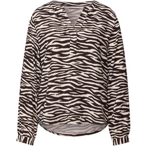 STREET ONE - Blouse - Donkerbruin/Wit - Dierenprint - Lange Mouw