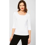 STREET ONE - Style Pania - Shirt - Wit - 3/4-mouwen met Extra Voering aan de Voorkant