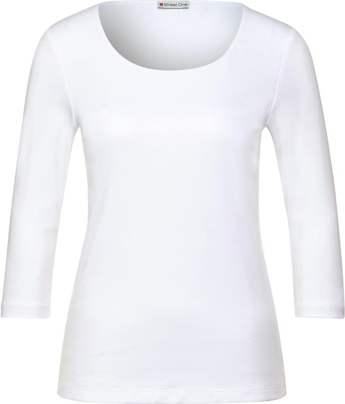 STREET ONE - Style Pania - Shirt - Wit - 3/4-mouwen met Extra Voering aan de Voorkant