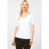 Street One - T-Shirt - Wit - Katoen - Halve Mouw - V-hals