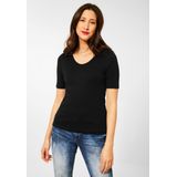 Street One - Basic Shirt - Zwart - Katoen - Verlengde Mouwen