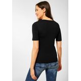 Street One - Basic Shirt - Zwart - Katoen - Verlengde Mouwen