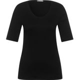 Street One - Basic Shirt - Zwart - Katoen - Verlengde Mouwen