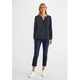Street One - Dames Blouse - Blauw - Lange Mouwen - Ronde Hals met Split