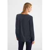 Street One - Dames Blouse - Blauw - Lange Mouwen - Ronde Hals met Split