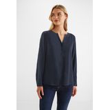 Street One - Dames Blouse - Blauw - Lange Mouwen - Ronde Hals met Split