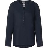 Street One - Dames Blouse - Blauw - Lange Mouwen - Ronde Hals met Split
