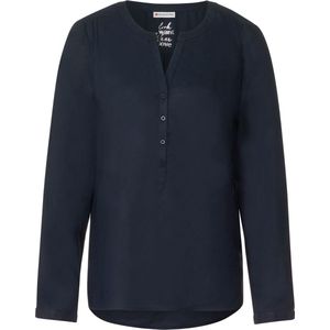 STREET ONE Shirtblouse - Dark Blue - Met Zijsplitten - Knoopsluiting