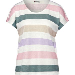 Street One LTD QR big multicolor stripe Dames T-shirt - off white - Maat 38