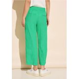 Street One - 7/8-Culottebroek - Groen - Linnen - Loose Fit, Middelhoge Taille, Wijde Pijpen