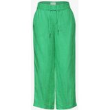 Street One - 7/8-Culottebroek - Groen - Linnen - Loose Fit, Middelhoge Taille, Wijde Pijpen