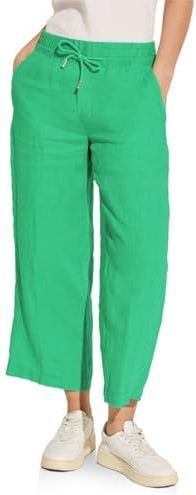 Street One - 7/8-Culottebroek - Groen - Linnen - Loose Fit, Middelhoge Taille, Wijde Pijpen