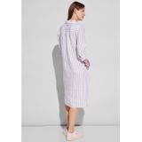 Street One - Gestreepte Jurk - Paars - Linnen - Lange Mouwen, Kraag, Steekzakken