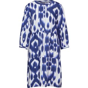 Street One Dames Linnen jurk met print in Blauw, in size: 34