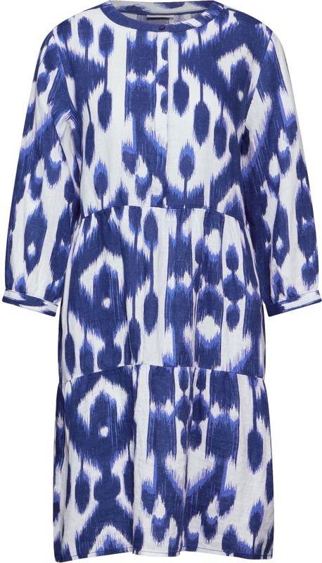 Street One Dames Linnen jurk met print in Blauw, in size: 34