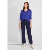 Street One LTD QR mat-mix shirt with button - Dames T-shirt - intense royal blue