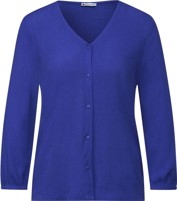 Street One LTD QR mat-mix shirt with button - Dames T-shirt - intense royal blue
