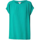 Street One T-shirt in materiaalmix, Intense Aqua, 34
