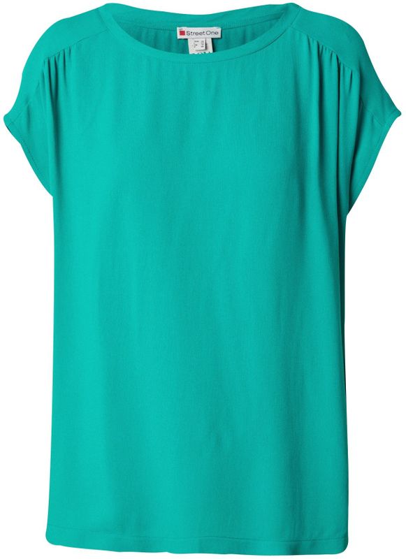 Street One T-shirt in materiaalmix, Intense Aqua, 34