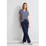 Street One printed v-neck mat-mix shirt Dames T-shirt - intense royal blue