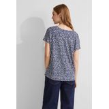 Street One printed v-neck mat-mix shirt Dames T-shirt - intense royal blue