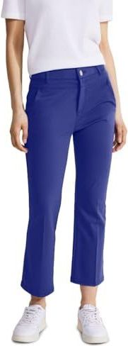 Street One - Slim Fit Broek - Blauw - Hoge Taille, Bootcut Legs, 7/8-Lengte