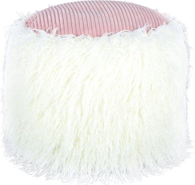Kayoom Pouf »Fellpouf Bobtail 125, Fellhocker in zweifarbigem Design«, (1 St.), modern, dekorativ, kindersicherer Reißverschluss an der Unterseite