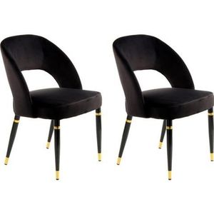 Lalee.Avenue Laleeavenue Courtney 525 stoel set van 2 zwart / goud - goud R6T76-BLK-GLD