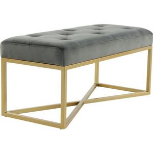 Kayoom Hockerbank »Cameron 125, glamouröses Design, glänzenden Metallfüßen, in Samt-Look«, (1 St.), bequem, elegant, mit Zierknöpfen, Gold-coated Eisengestell