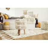 Kayoom Sitzhocker »Hocker Bohist 425, charaktergebende Strukturen mit Fransen und Quasten«, (1 St.), handgefertigtes Unikat, Boho-Style, gut kombinierbar