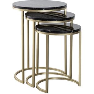 Lalee.Avenue Tria 125 bijzettafel set van 3 zwart - zwart O5ALD-BLK