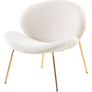 Underbar - Set 2 loungestoelen Jaden - boucle / teddystof - Beige/Goud - Japandi - Belastbaar tot 150KG