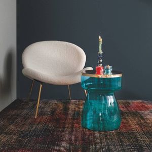 Bijzettafel - Goudkleurig - Glazen Frame - Retrostijl