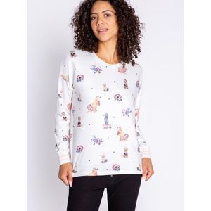 P.J. Salvage - Pyjamaoberteil - Let's Dance - Met Hondenprint - Peachy-Jersey