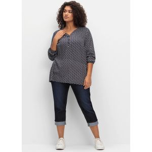 Schmale 7/8-Jeans mit Kontrasttape innen am Saum, blue black Denim, Gr.46