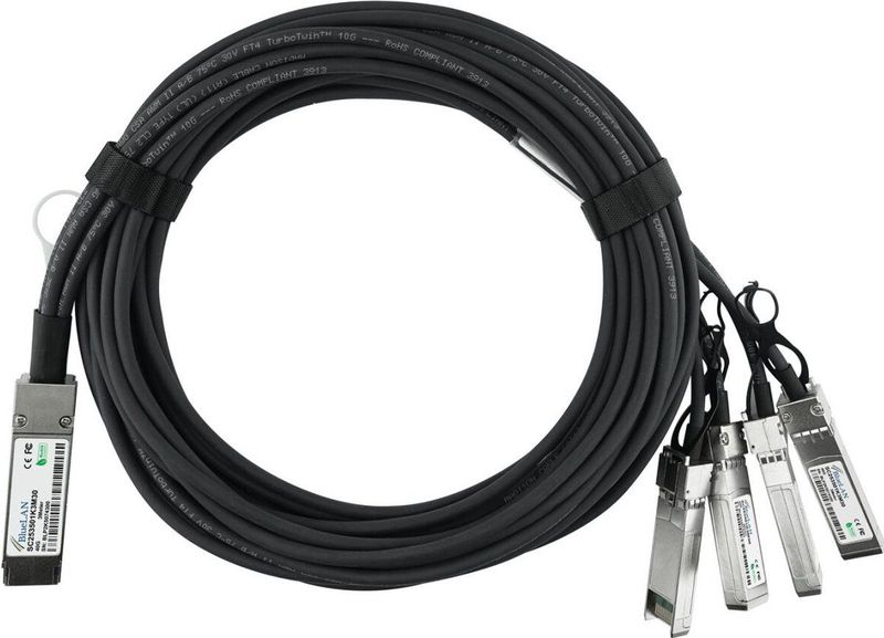 Direct Attach Kabel - Zwart - 1 Meter - QSFP naar 4 SFP+